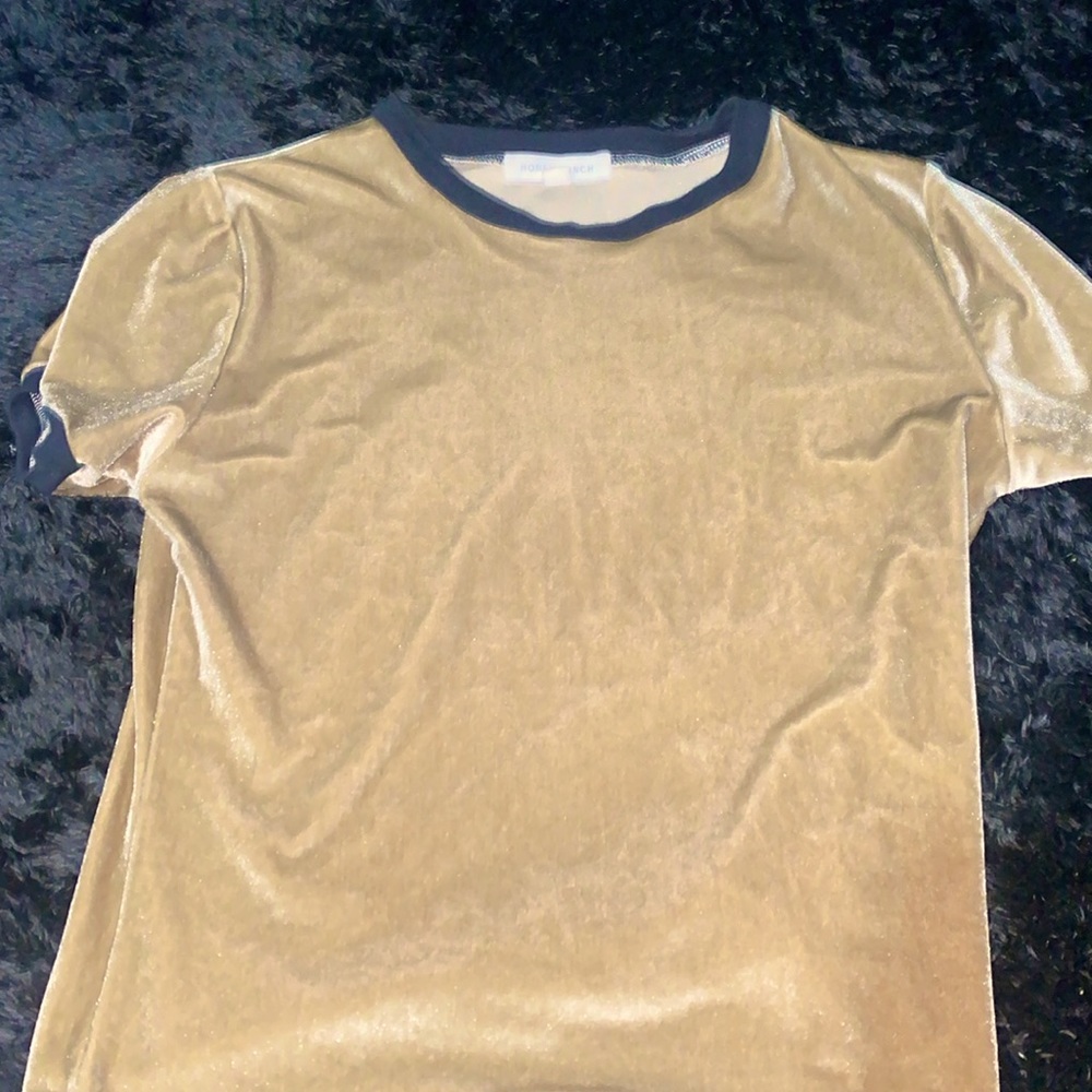 Gold velvet crop T-shirt